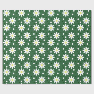 Papel De Presente margarida bolinhas verde