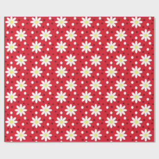 Papel De Presente margarida bolinhas vermelho