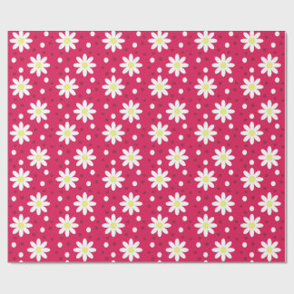 Papel De Presente margarida bolinhas vermelho claro