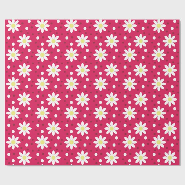 Papel De Presente margarida bolinhas vermelho claro (Aberto)