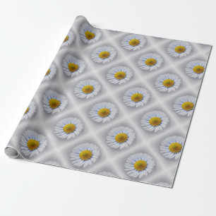 Papel De Presente margarida branca brilhante