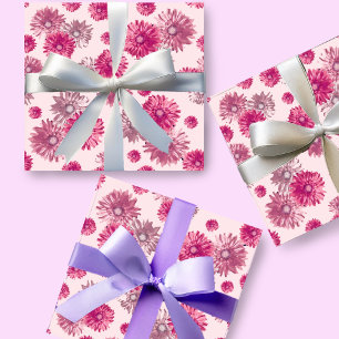 Papel De Presente Margarida Gerbera Rosa Bonita Floral