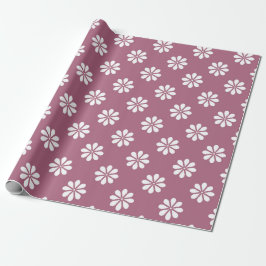 Papel De Presente Margaridas Brancas c/Fundo Rosa