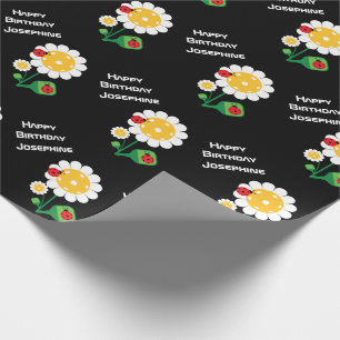 Papel De Presente Margaridas brancas com nome personalizado