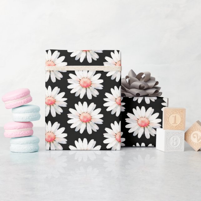Papel De Presente Margaridas de Pontos Vermelhos (Chá de bebê)