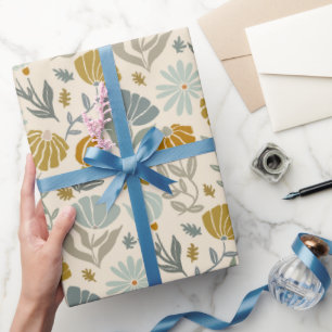 Papel De Presente Margaridas Douradas Retrô
