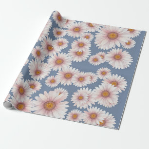 Papel De Presente Margaridas em belo fundo de lavanda aquarela