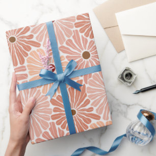 Papel De Presente Margaridas em Flor Retro