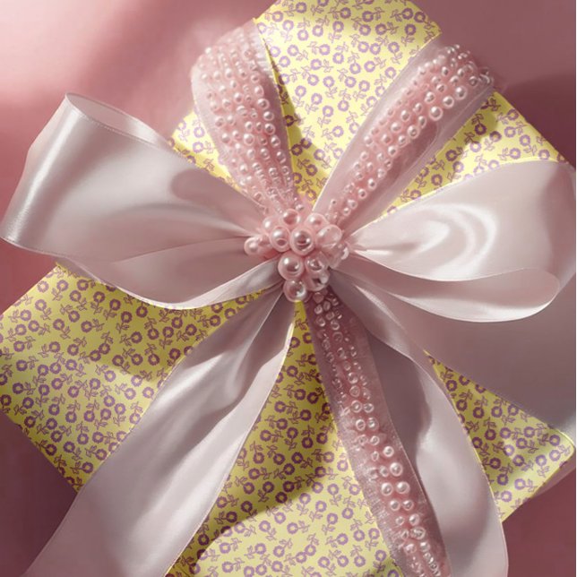 Papel De Presente Margaridas Lavanda Ditsy Desenhadas à Mão – Mini F (Criador carregado)