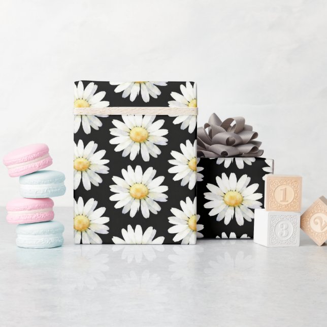 Papel De Presente Margaridas Pontilhadas de Amarelo (Chá de bebê)