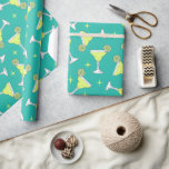 Papel De Presente Margarita Cocktails<br><div class="desc">Cocktails Margarita coloridos com moldagem de presente em azul e limão. Perfeito para festas de cocktail, casamentos e aniversários de amante Margarita</div>