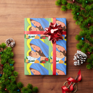 Papel De Presente Maria e bebê Jesus
