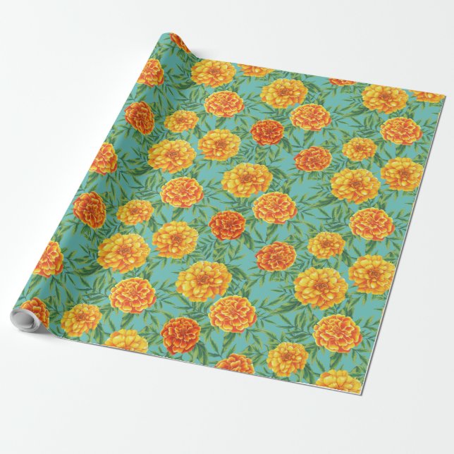 Papel De Presente Marigold Flower Pattern (Desenrolado)