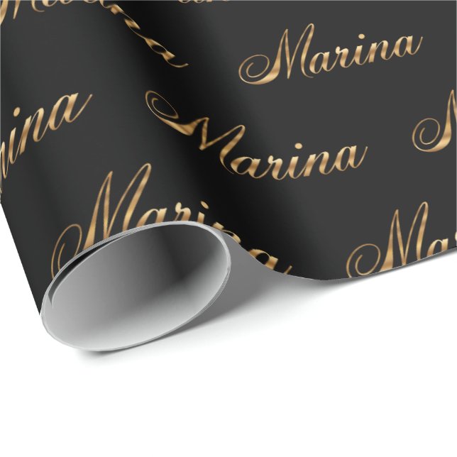 Papel De Presente Marina gold Design Lettering Geschenkpapier (Ponta do rolo)