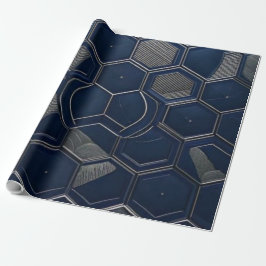 Papel De Presente Marinha Moderna & Tecnologia Hexágono de Carbono G