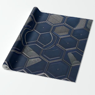 Papel De Presente Marinha Moderna & Tecnologia Hexágono de Carbono G