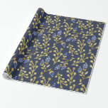 Papel De Presente Marinho Azul Aquarela Berry Floral<br><div class="desc">Adicione um toque de elegância aos seus presentes com este belo papel de embrulho, com um fundo azul marinho adornado com delicadas amoras aquáticas e folhagem em ouro macio e tons azuis. Ideal para presentes de Natal, aniversários, e ocasiões especiais, este padrão inspirado em flores traz sofisticação e encanto para...</div>