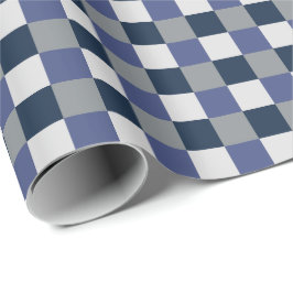 Papel De Presente Marinho Azul Cinza Branco Checkboard