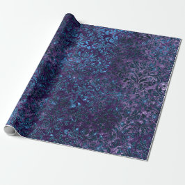 Papel De Presente Marinho azul Damask Velvet Real Roxo Negro