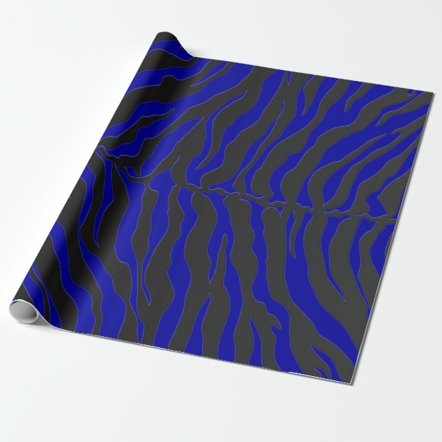 Papel De Presente Marinho Azul E Preto Tigre Impressão Animal (Desenrolado)