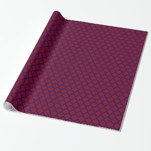 Papel De Presente Marinho azul marroquino padrão de quatrefoil azul