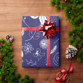 Papel De Presente Marinho Azul Natal