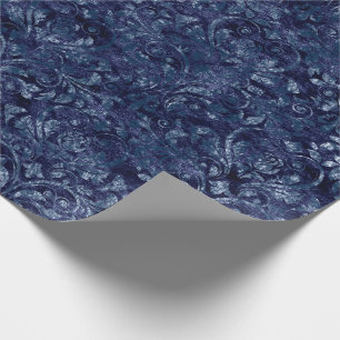 Papel De Presente Marinho Azul Real Damask Cruzado Velvetc Emerald