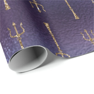 Papel De Presente Marinho Azul Sereia Oceano Glitter Dourado Neptun