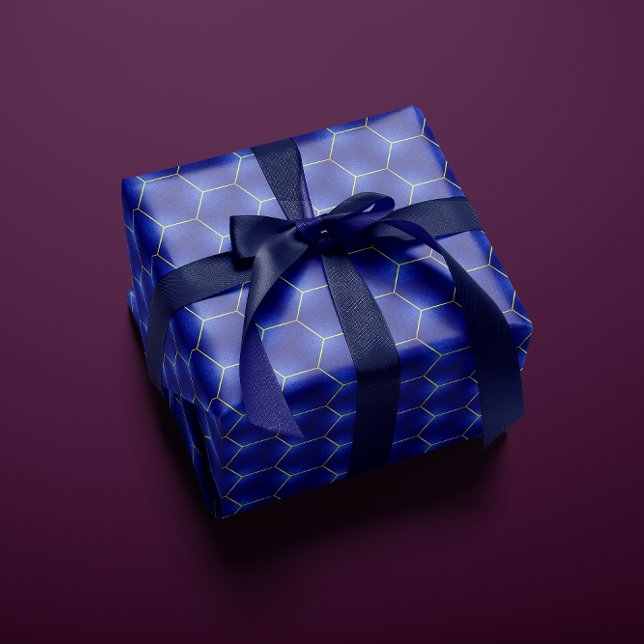 Papel De Presente Marinho Chic e Moderno e Geométrico Dourado (Criador carregado)