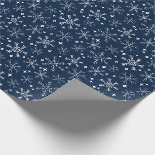 Papel De Presente Marinho de floco de neve azul