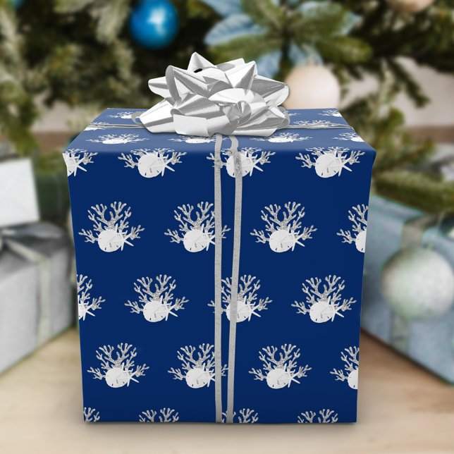 Papel De Presente Marinho de Natal costeiro Dólar Azul (Criador carregado)