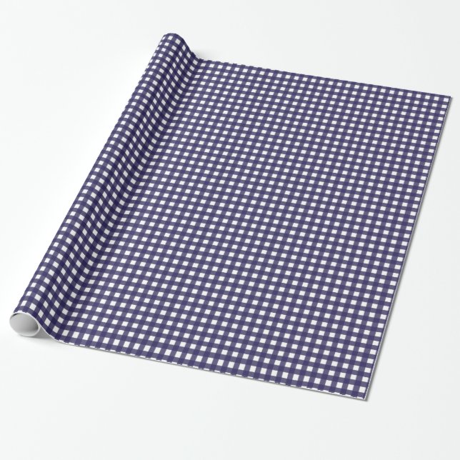 Papel De Presente Marinho e Gingham Branco (Desenrolado)