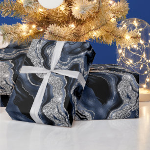 Papel De Presente Marinho Elegante Azul e Lata-Lata Aniversário