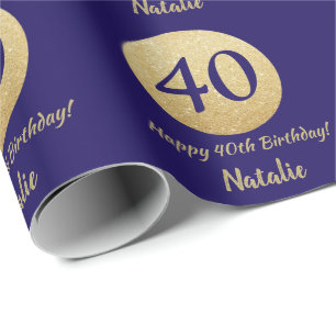 Papel De Presente Marinho feliz azul e luz Dourada