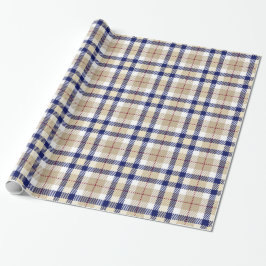 Papel De Presente Marinho Khaki Blue Burgundy White XL Xadrez Tartan