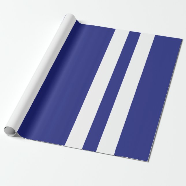 Papel De Presente Marinho, listras brancas e azuis (Desenrolado)