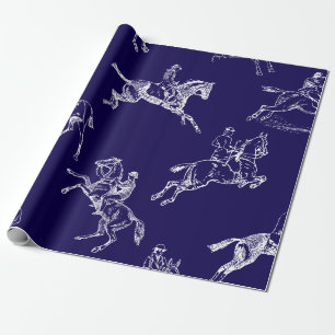 Papel De Presente Marinho Na moda moderno - Toile Anel Azul Horsebac