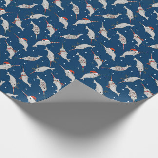 Papel De Presente marinho Narwhal de Natal