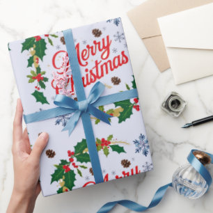 Papel De Presente Marinho russo branco e vermelho Feliz Natal