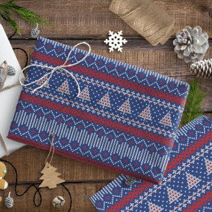 Papel De Presente Marinho Stitch Pattern2 Knited/Red ID208