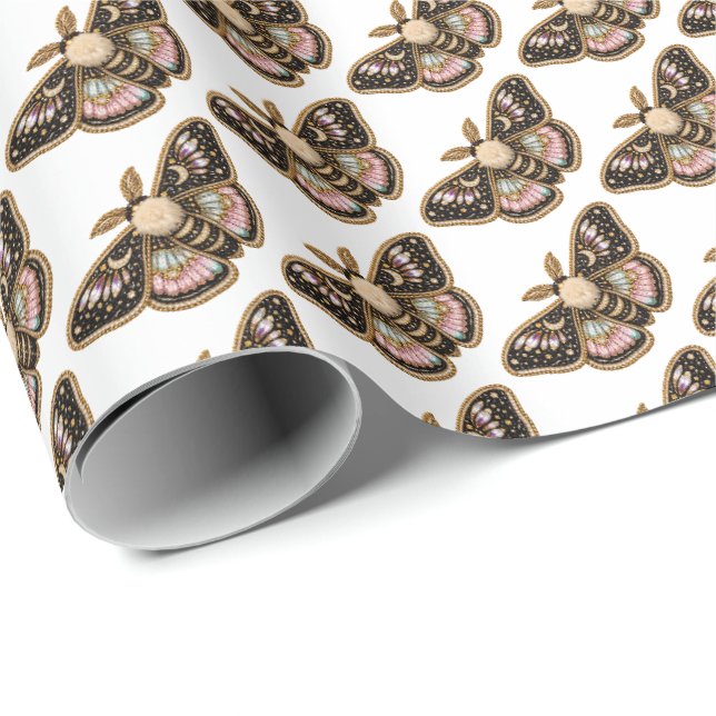Papel De Presente Mariposa Bordada (Ponta do rolo)