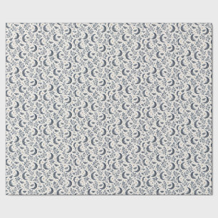 Papel De Presente Mariposas da Lua Crescente Celestial Azul Naval Bo