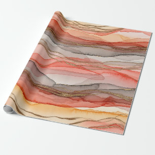 Papel De Presente Mármore Abstrato Dourado com Veias de Argila Quent