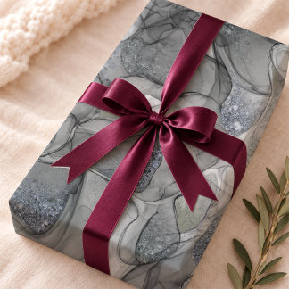 Papel De Presente Mármore Abstrato Fluido Cinza Prata Moderno