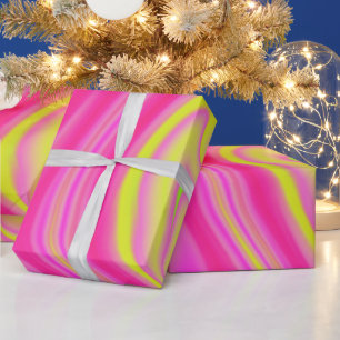 Papel De Presente Mármore Amarelo e Rosa