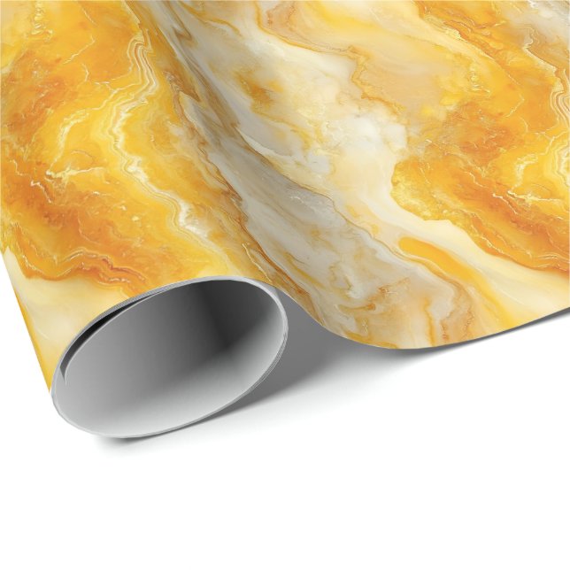 Papel De Presente Mármore Amarelo Escuro e Amarelo Claro (Ponta do rolo)