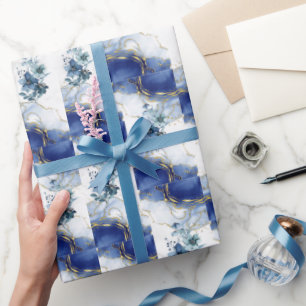 Papel De Presente Mármore Azul Elegante