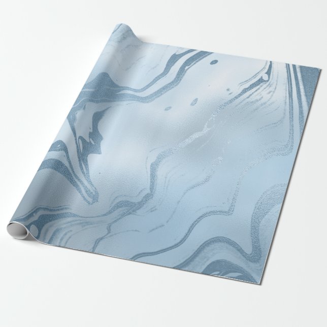 Papel De Presente Mármore azul-na moda fresco Elegante (Desenrolado)