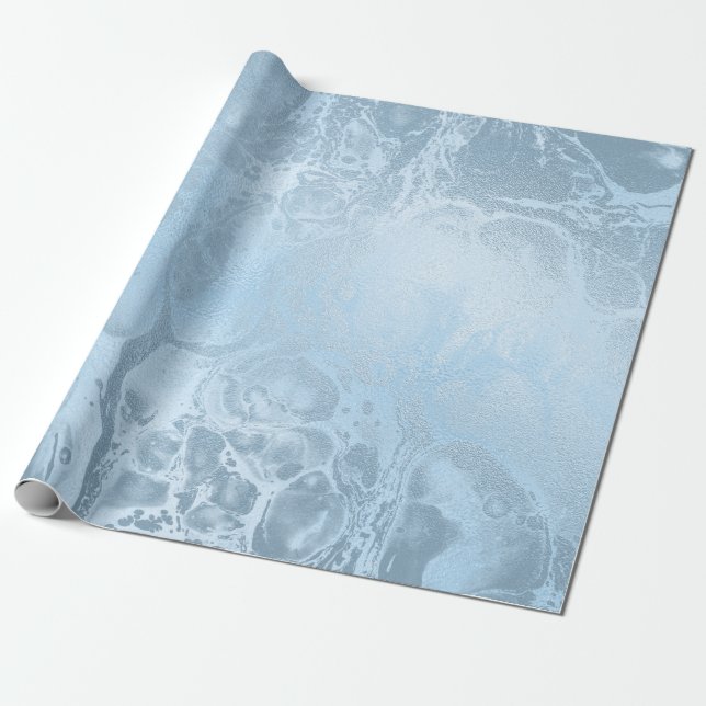 Papel De Presente Mármore azul-na moda fresco Elegante (Desenrolado)