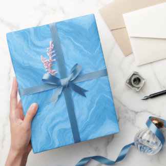 Papel De Presente Mármore Azul Oceano